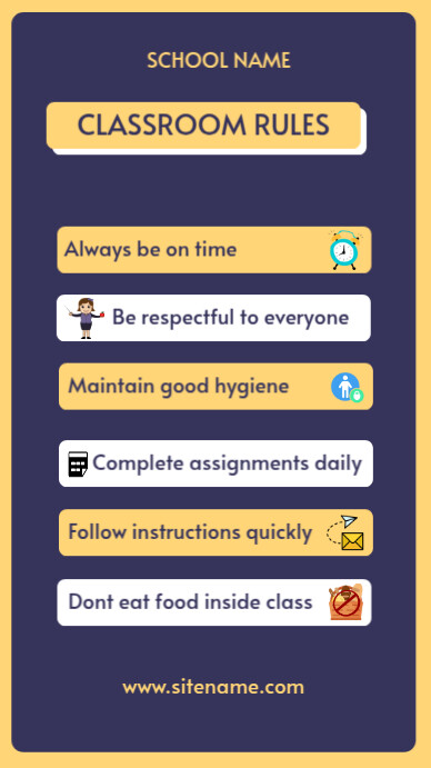 Classroom Rules Digital Display (9:16) template