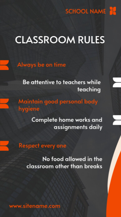 Classroom Rules Ecrã digital (9:16) template