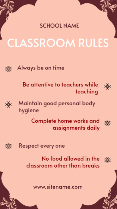 Classroom Rules Digitalt display (9:16) template