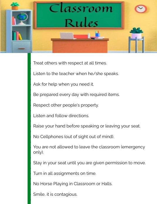 Classroom Rules Flyer (format US Letter) template