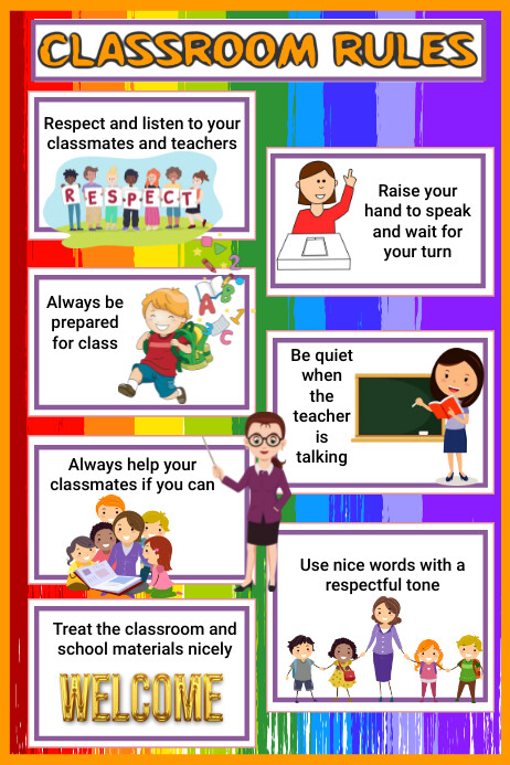 Classroom rules 海报 template