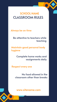 สีขาว Classroom Rules Digitalt display Template