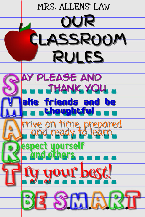 CLASSROOM RULES Template PosterMyWall Classroom rules template postermywall