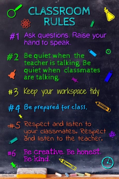 New School Ruls Classroom Rules School Poster Template | PosterMyWall