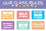 Classroom Rules with Illustrations Printable Poster template