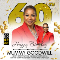 Classy elegant white and gold Milestone birthday greeting post template