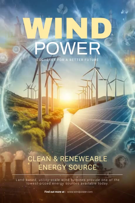 Clean Wind Poster Clean Energy Poster Template | PosterMyWall