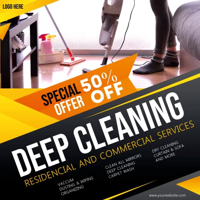 Yellow Spring Cleaning Video Instagram Post template