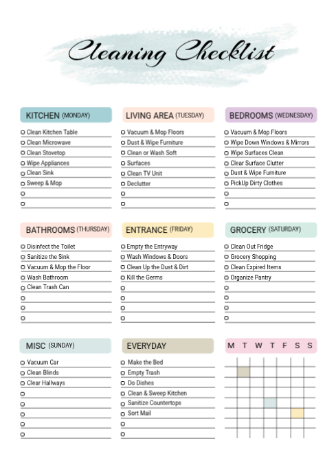 Cleaning Checklist Template | PosterMyWall