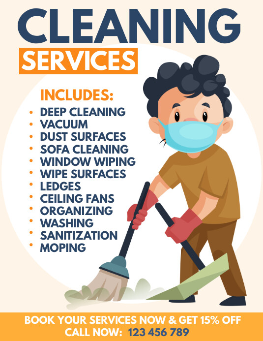 Orange Cleaning Service Flyer template