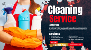 Black Cleaning Service Post sa Twitter Template