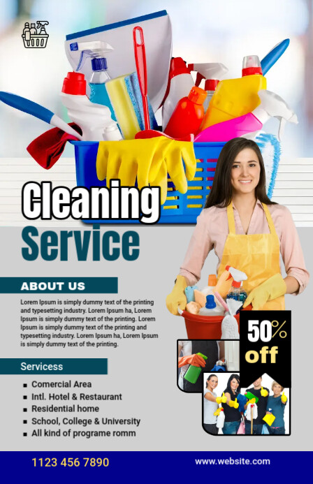 Cleaning Service Ad Template แทบลอยด์