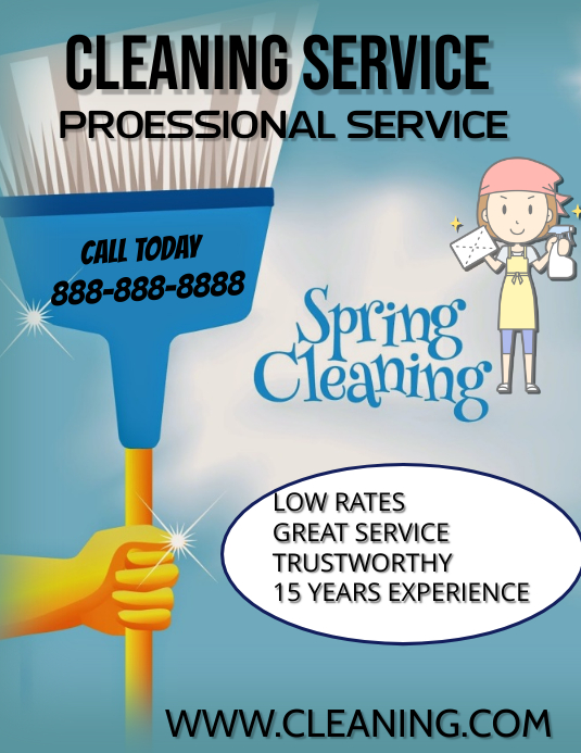 CLEANING SERVICE  cleaning service maid service Flyer (Letter pang-US) template