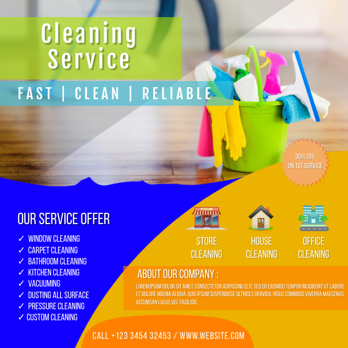 Cleaning Service Publicación de Instagram template