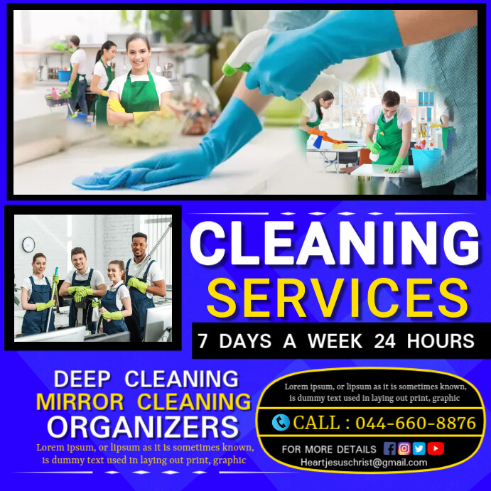 cleaning services, cleaning, services, logo Instagram Post template
