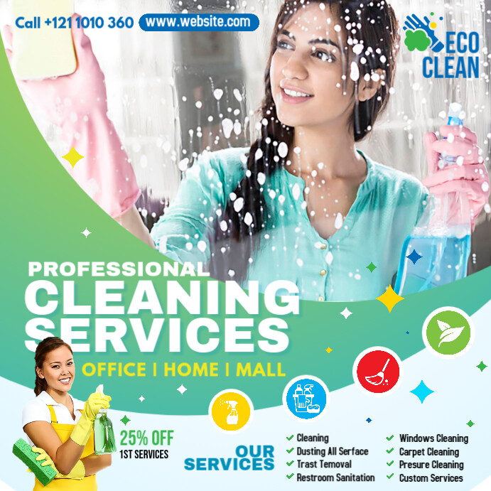 Cleaning Services Ad Instagram Post template