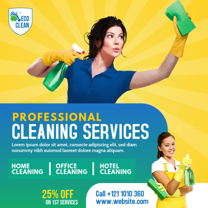 Cleaning Services Ads Publicação no Instagram template