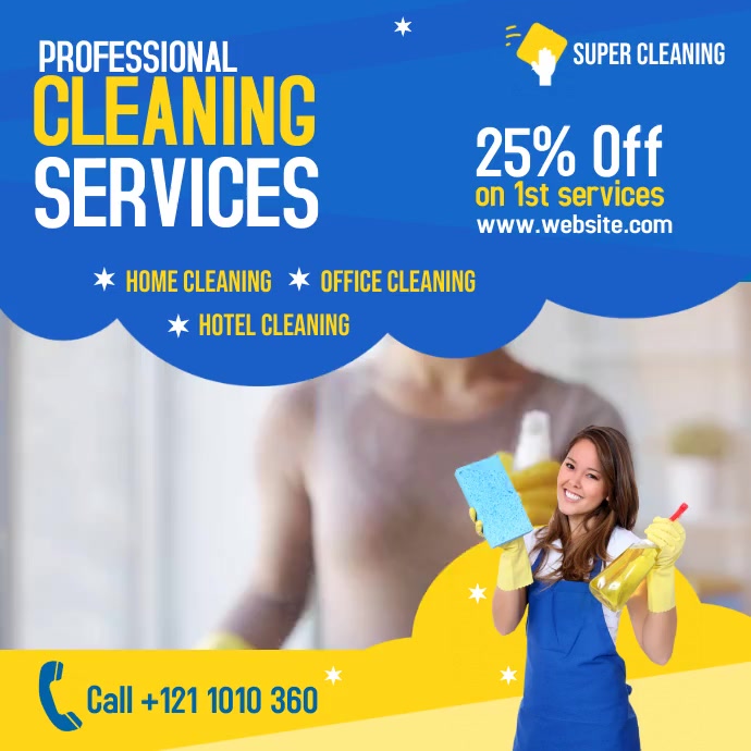 Cleaning Services Ads สี่เหลี่ยมจัตุรัส (1:1) template