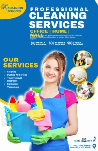 Cleaning Services Flyer Template Demi-page de format Wide