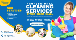 Blue Professional Cleaning Services Facebook Shared Image Template