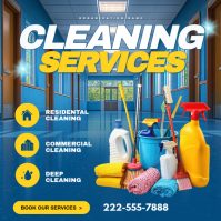 Blue Cleaning Services โพสต์บน Instagram Template