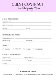Client Contract Form Photographer Client Contract From Template | PosterMyWall