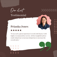 สีน้ำตาล Client Testimonial Instagram Post Template