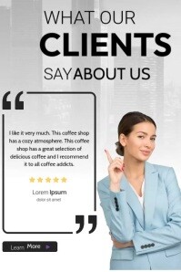 白色 Customer Testimonial Poster Template