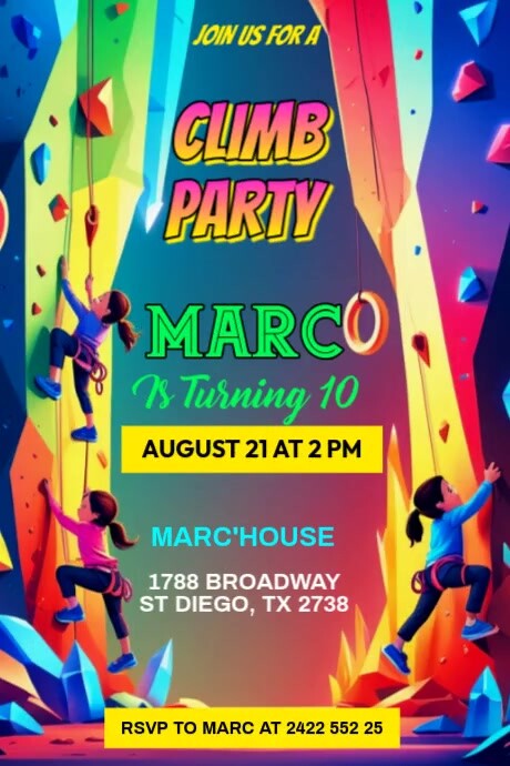 rock climbing birthday Iphosta template