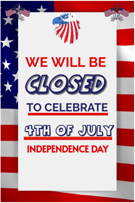 Close for 4th july template 2025 Plakkaat