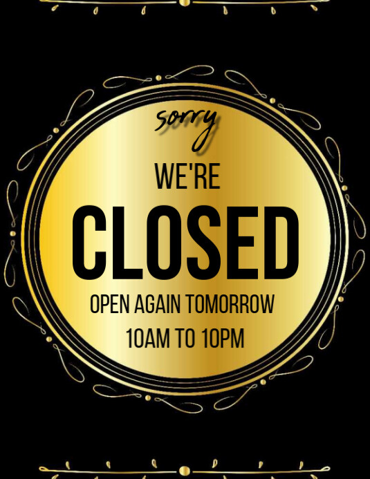 Black Closed Sign Flyers Template | PosterMyWall