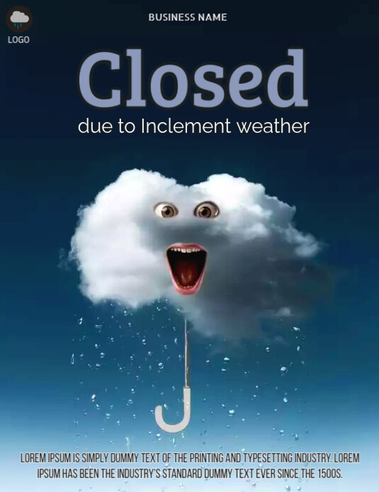 Closed Due to weather Løbeseddel (US Letter) template