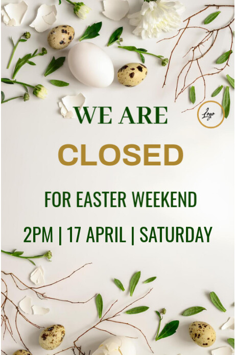 Closed Easter Weekend Poster template