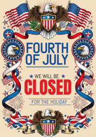 closed for 4th of July A4 template