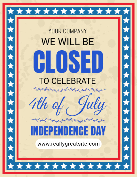 Closed for 4th of july flyer 2025 Template | PosterMyWall