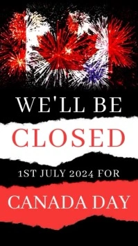 CLOSED FOR CANADA DAY SIGN INSTAGRAM STORY TE template