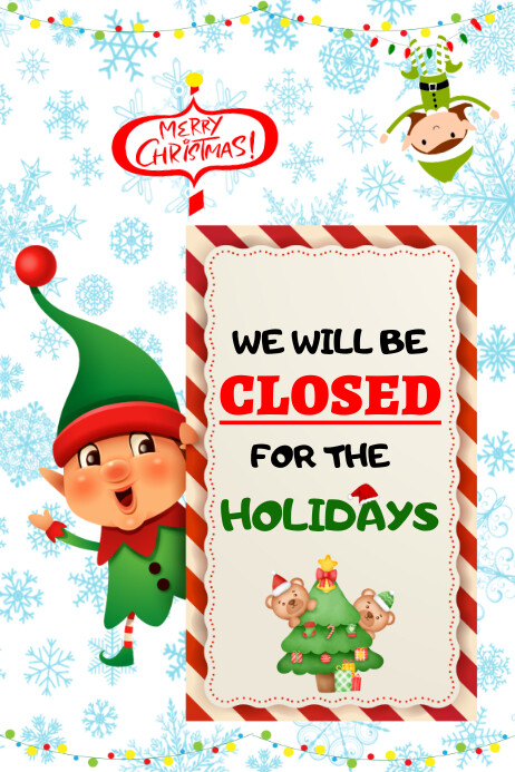 Closed for Christmas Poster template