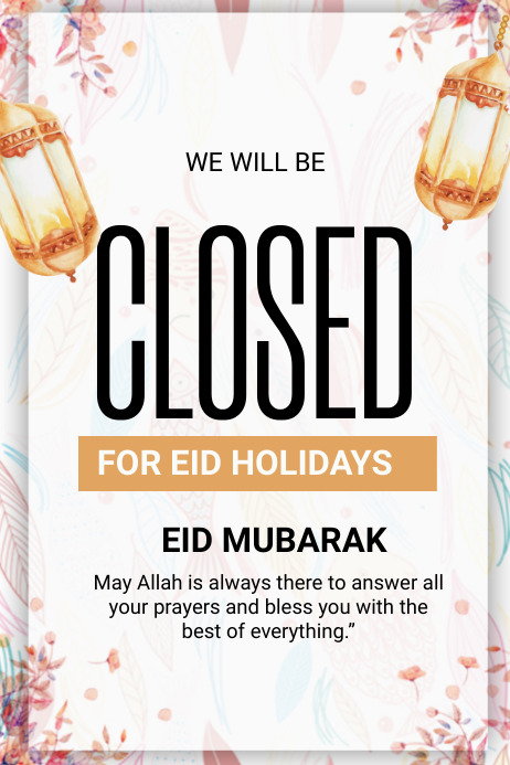 Eid Off Closed for eid Template | PosterMyWall