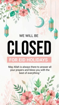 closed for Eid holidays เรื่องราวบน Instagram template