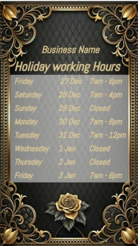Closed for holidays template Цифровой дисплей (9 : 16)