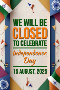 Closed for independence day India 2025 Póster template