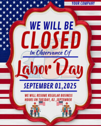 White Labor Day Closure Announcement Instagram Portrait Template