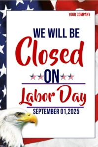 Closed for labor day 2025 Banner 4' × 6' template