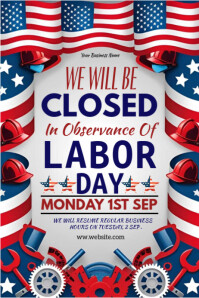 Closed for labor day 2025 Poster template