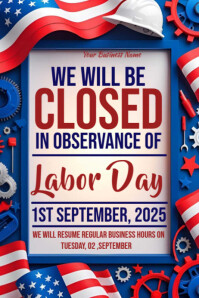 Closed for labor day 2025 Plakat template