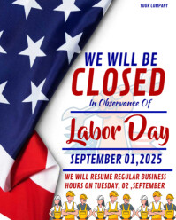สีขาว Labor Day Closure Announcement Instagram Portrait Template
