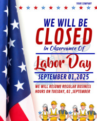 White Labor Day Closure Announcement Instagram Portrait Template