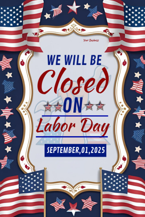 Closed for labor day 2025 Banner 4' × 6' template
