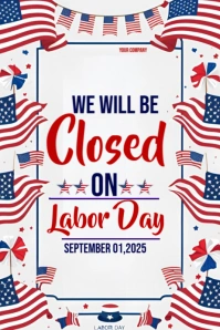 Closed for labor day 2025 Banner 4' × 6' template