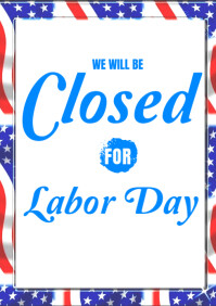 White Labor Day Closure Announcement A1 Template